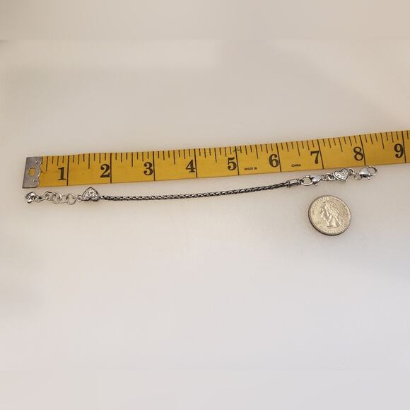 BRIGHTON crystal heart slide chain ABC add a charm silver bracelet - Picture 2 of 3